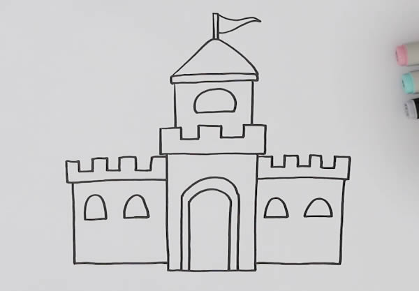 简单易学的城堡简笔画步骤