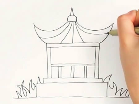 简单的亭子简笔画教程 简单的亭子简笔画教程