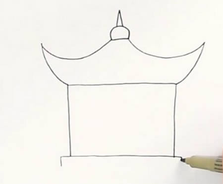 简单的亭子简笔画教程 简单的亭子简笔画教程