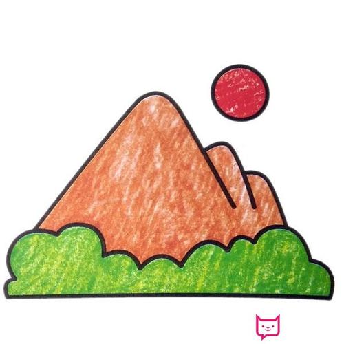 大山上日出简笔画