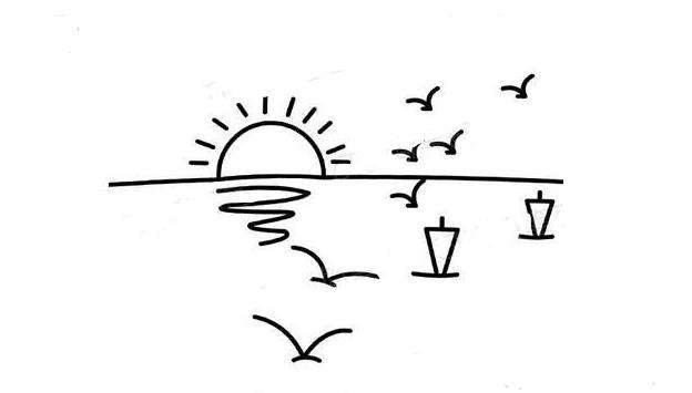 非常写意的日出简笔画