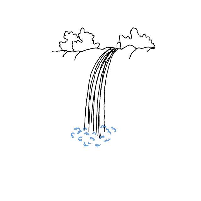 瀑布简笔画步骤详解