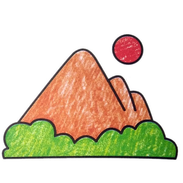 大山和太阳的简笔画