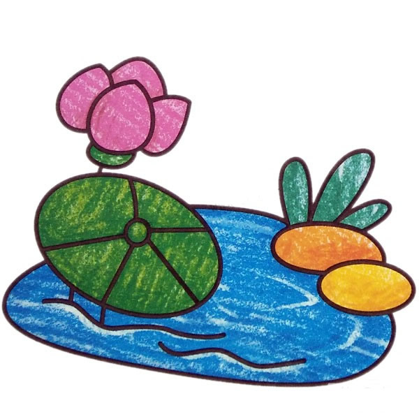 漂亮的池塘风景简笔画