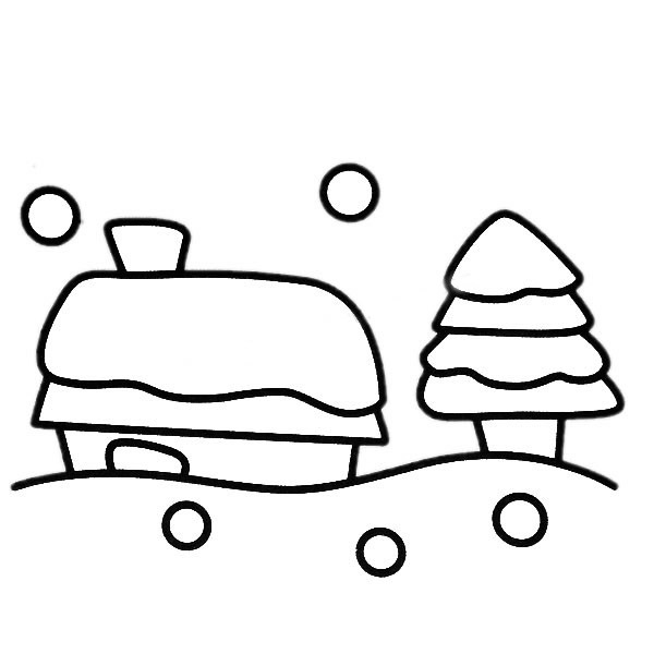 冬天雪夜风景简笔画