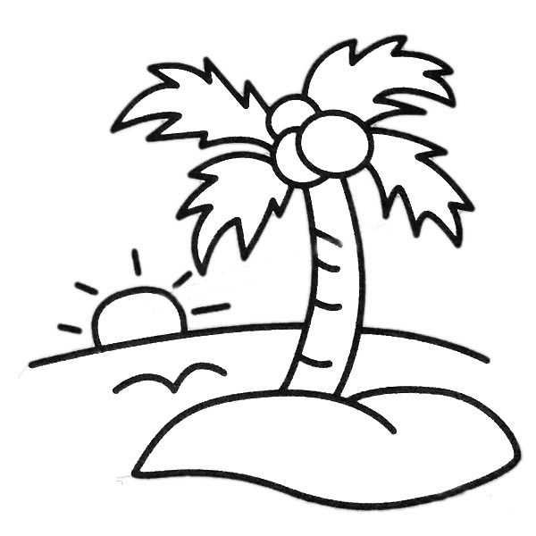 涂色的海岛简笔画