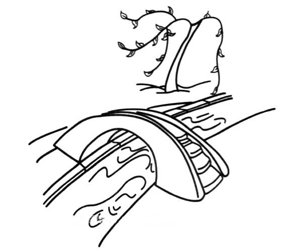 小桥流水风景简笔画