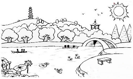 分享几幅公园的简笔画