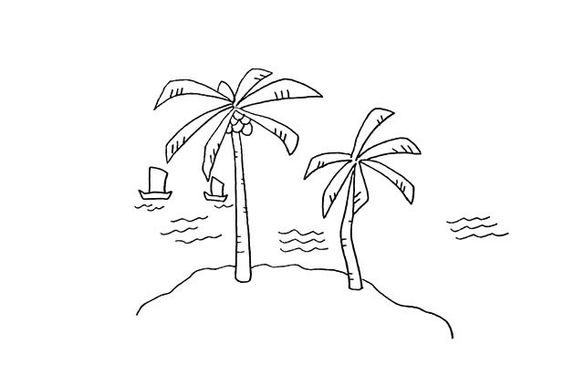 简单的椰岛简笔画