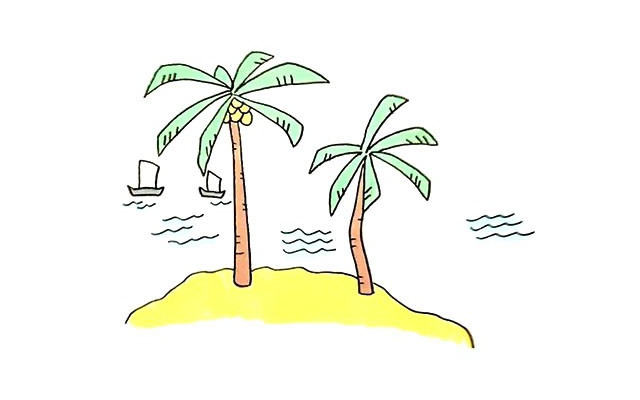 简单的椰岛简笔画