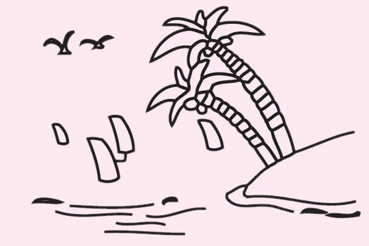 推荐几幅海滩简笔画