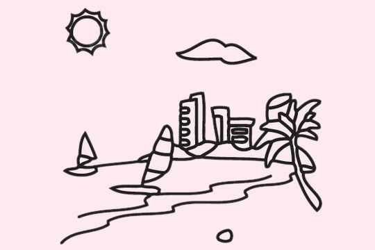 推荐几幅海滩简笔画
