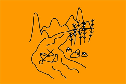 山川河流风景简笔画图片