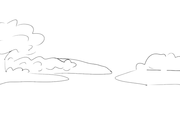 简单的山水风光简笔画