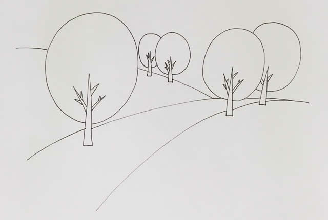 秋天美丽的风景简笔画