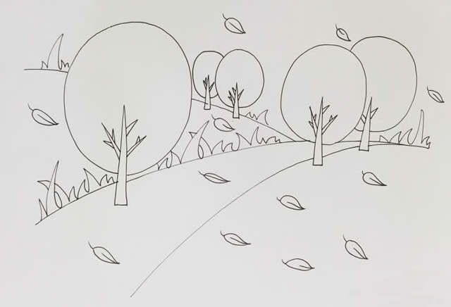 秋天美丽的风景简笔画