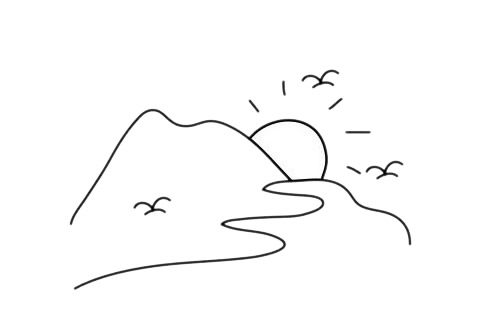 简单的日出风景简笔画
