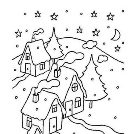 冬天下雪的风景简笔画