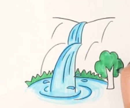 关于瀑布的简笔画教程