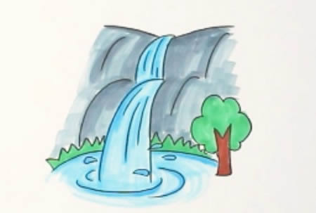 关于瀑布的简笔画教程
