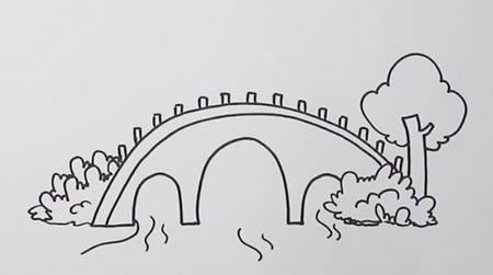 关于小桥流水的风景简笔画