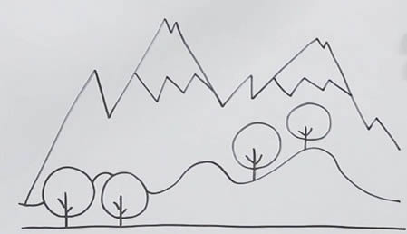 简单的大山简笔画怎么画