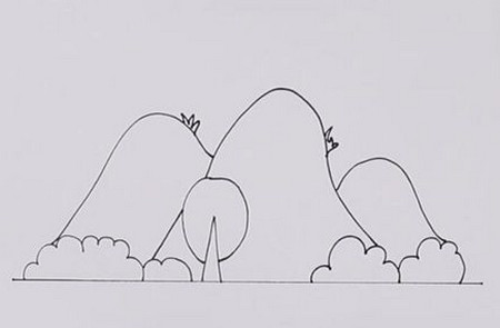 远处的山峰儿童简笔画