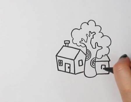 山水人家简笔画怎么画