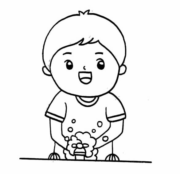 预防肺炎勤洗手简笔画