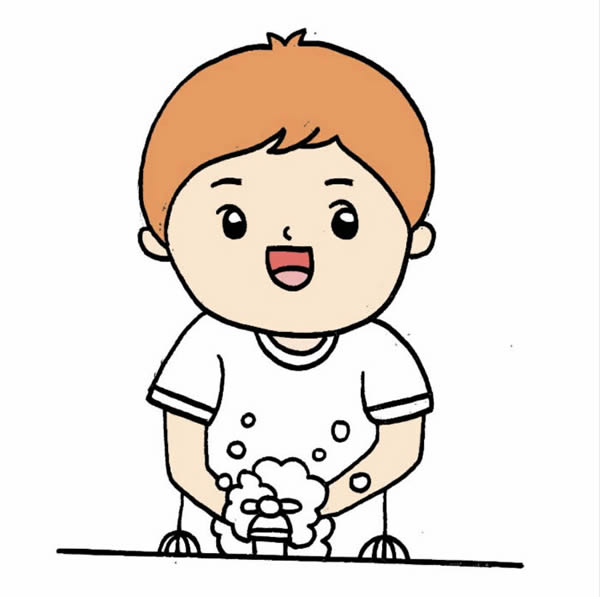 预防肺炎勤洗手简笔画