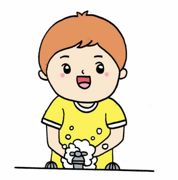 预防肺炎勤洗手简笔画