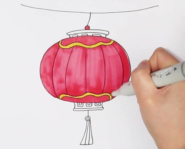 漂亮的红灯笼简笔画