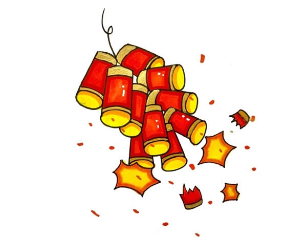 喜庆的鞭炮简笔画 喜庆的鞭炮简笔画