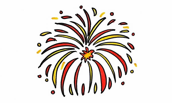 彩色的烟花简笔画
