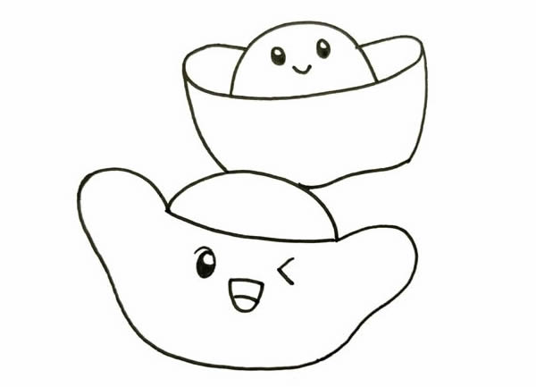 可爱的卡通金元宝简笔画