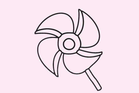 分享几幅关于风车的简笔画