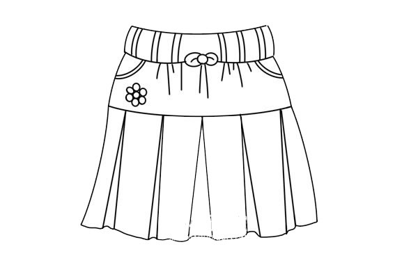 蓝色的裙子简笔画