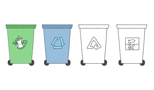 分类的垃圾桶简笔画
