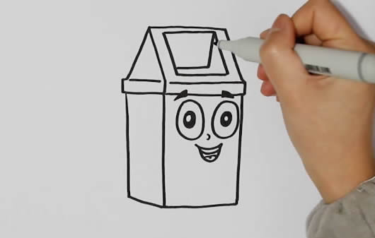 垃圾桶简笔画步骤
