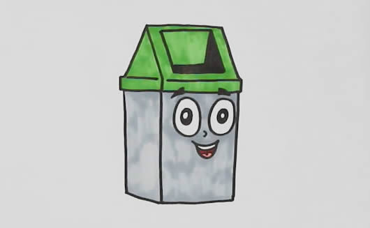 垃圾桶简笔画步骤