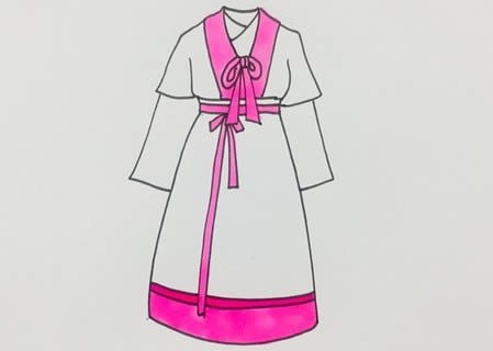 古代女生长裙简笔画