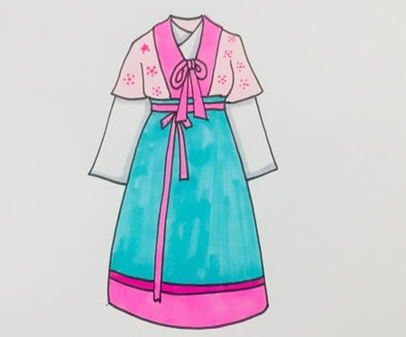 古代女生长裙简笔画