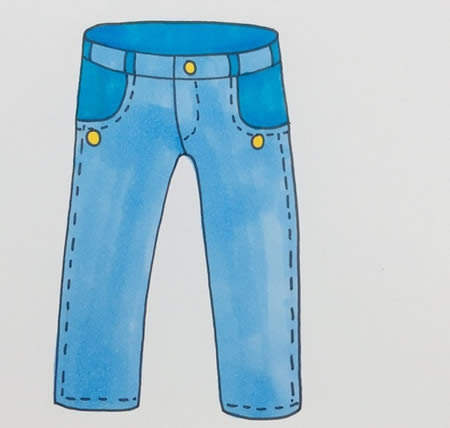 牛仔裤简笔画步骤