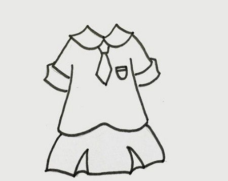 简单又漂亮女生校服简笔画