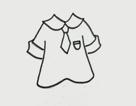 简单又漂亮女生校服简笔画