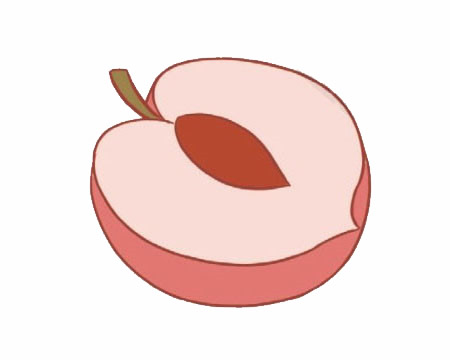 切开一半的水蜜桃简笔画