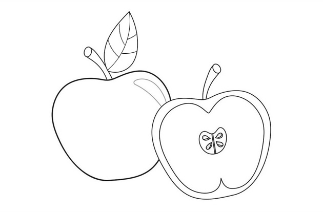 切成两半的苹果简笔画