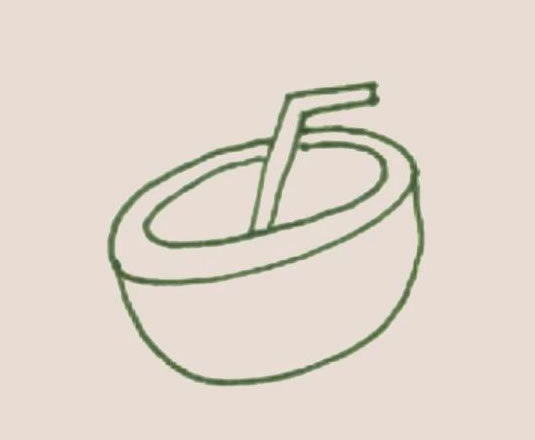 带吸管的椰子简笔画