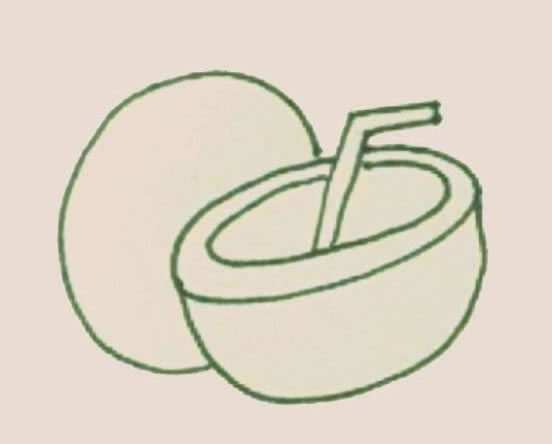 带吸管的椰子简笔画