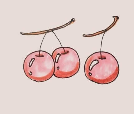 好吃的樱桃简笔画步骤